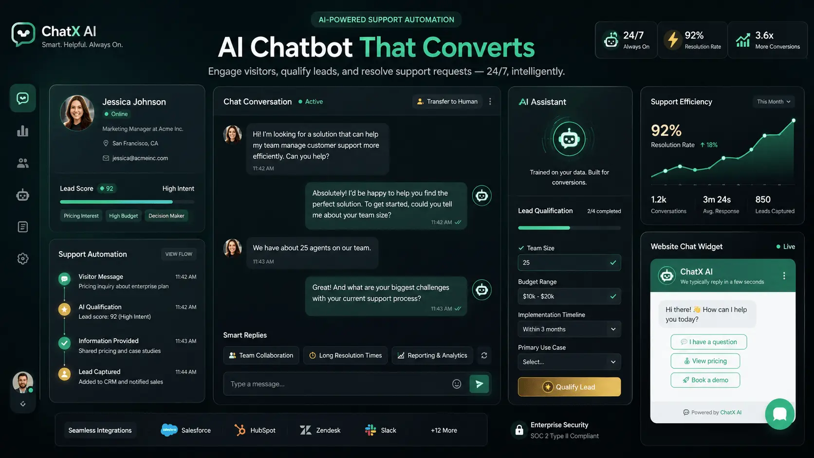 Lead capture chatbot screen